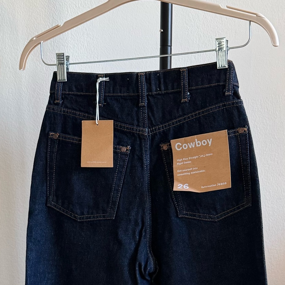 Reformation Dark Blue Cowboy Straight Jeans